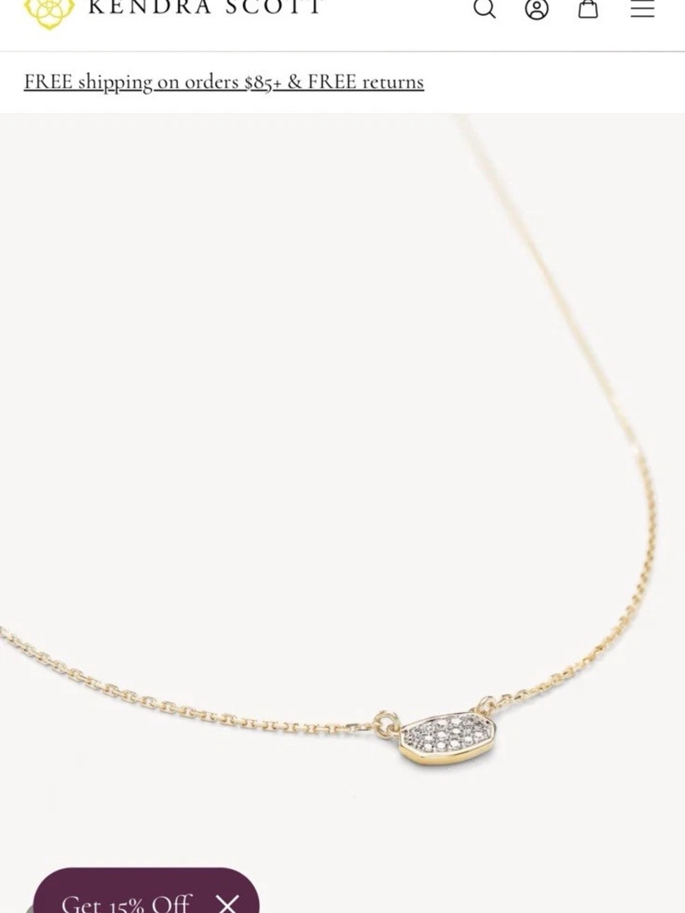 Kendra Scott 14k Gold Diamond  Elisa Pendant Necklace